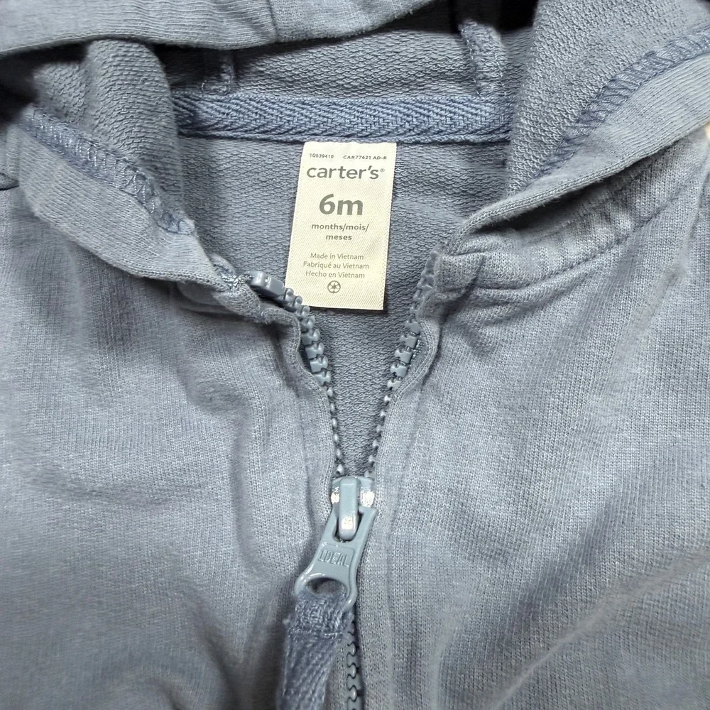 Carter's Little One Baby Blue Full Zip Hoodie Sweatshirt 6 Months Infant